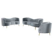 Sophia  Upholstered Channel Tufted Sofa Set Grey