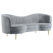Sophia  Upholstered Channel Tufted Sofa Set Grey