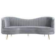 Sophia  Upholstered Channel Tufted Sofa Set Grey