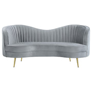 Sophia  Upholstered Channel Tufted Sofa Set Grey