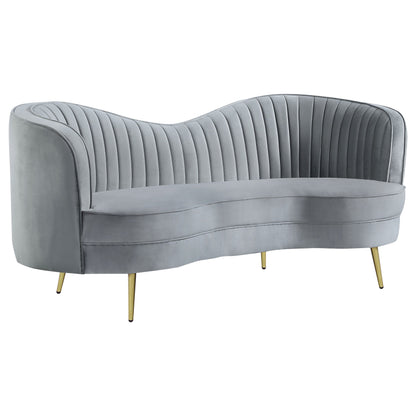 Sophia Upholstered Channel Tufted Loveseat Blue