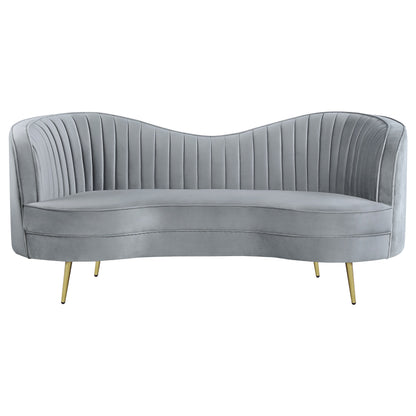 Sophia Upholstered Channel Tufted Loveseat Blue