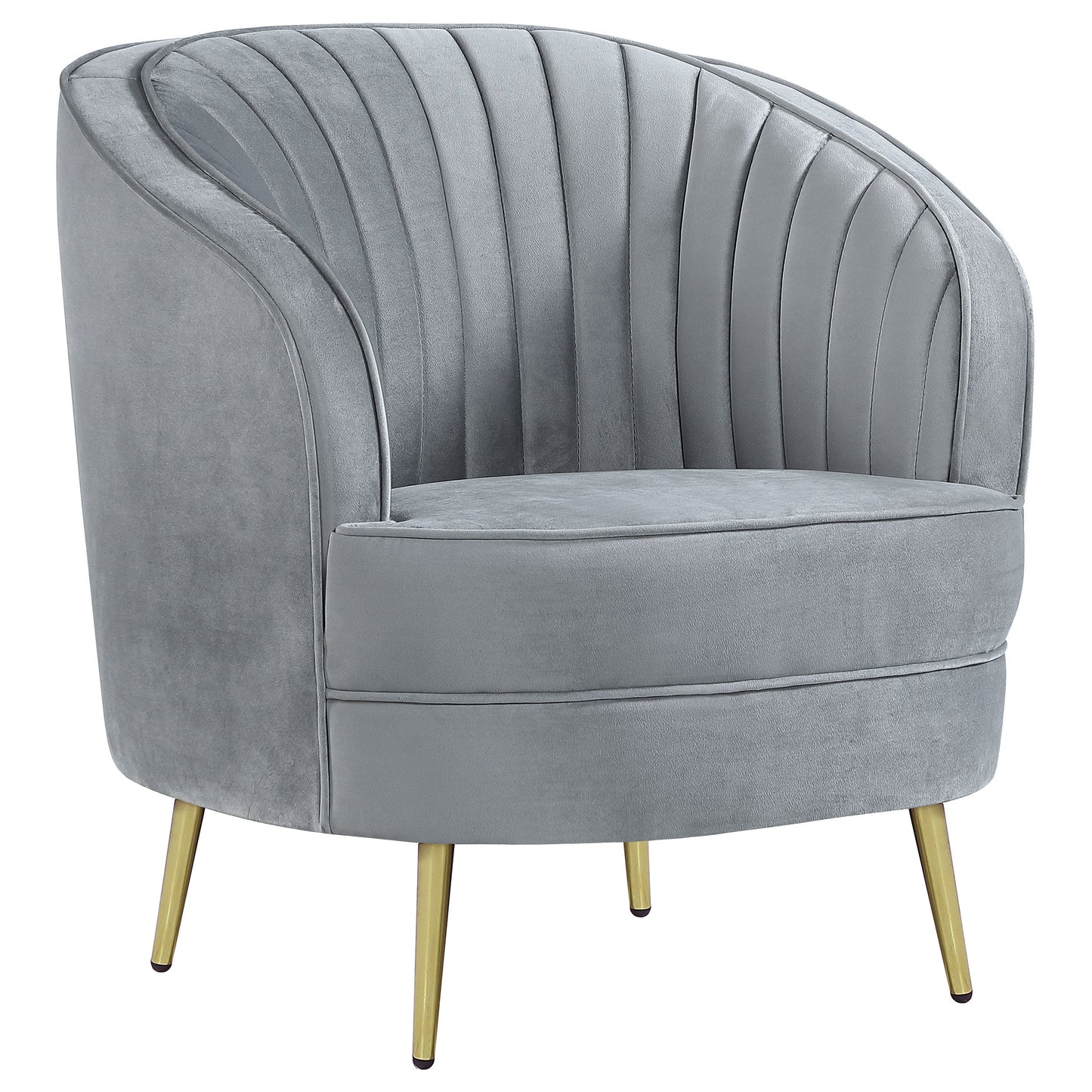 Sophia Upholstered Channel Tufted Barrel Accent Chair Blue