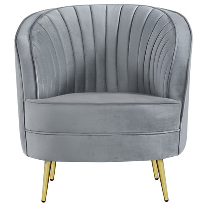 Sophia Upholstered Channel Tufted Barrel Accent Chair Blue