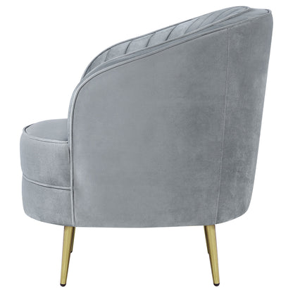 Sophia Upholstered Channel Tufted Barrel Accent Chair Blue