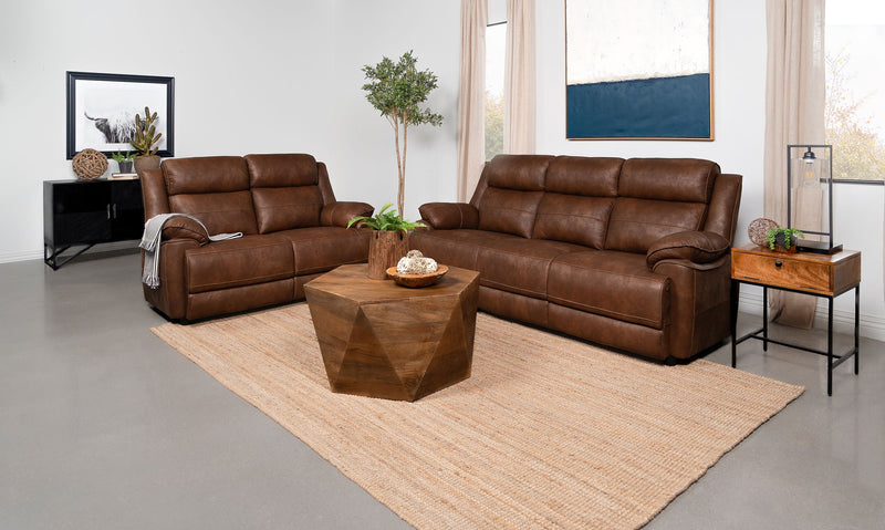 Conjunto de sofá con brazos acolchados y tapizado Ellington en marrón oscuro