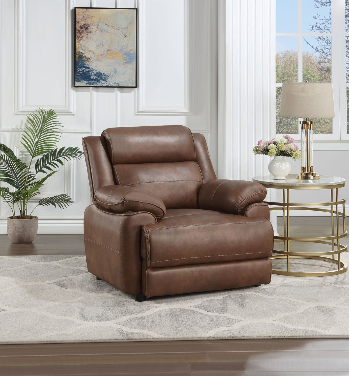 Sillón Ellington con brazos acolchados y tapizados, color marrón oscuro