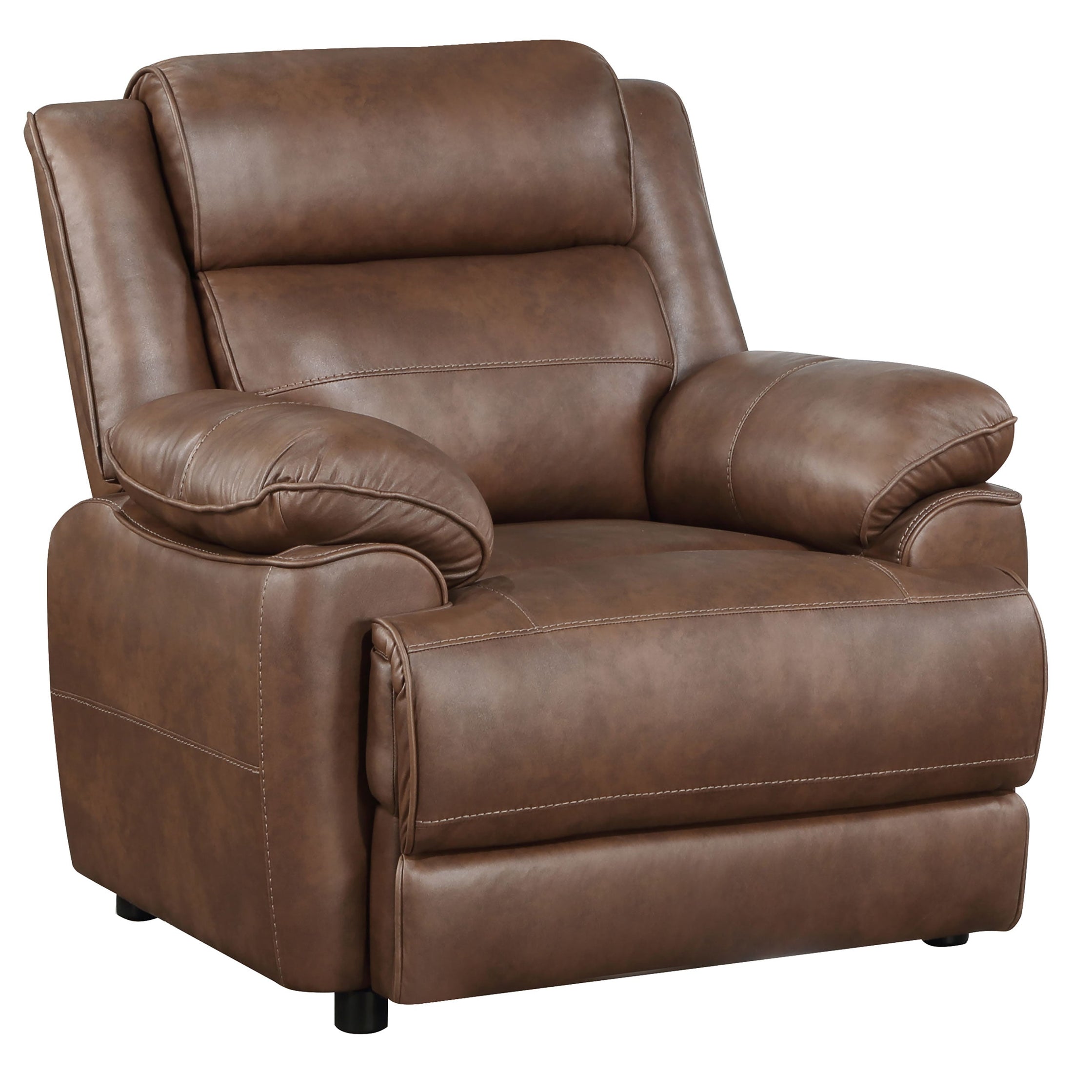 Sillón Ellington con brazos acolchados y tapizados, color marrón oscuro