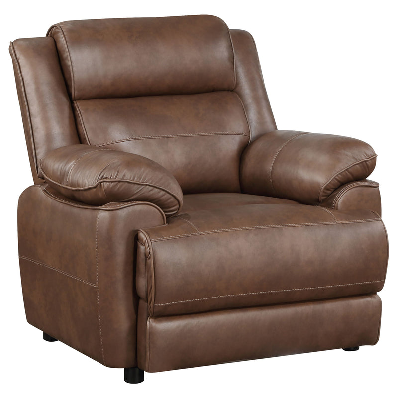 Sillón Ellington con brazos acolchados y tapizados, color marrón oscuro