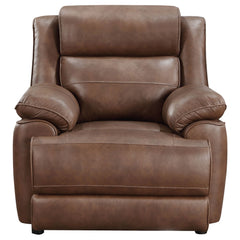 Sillón Ellington con brazos acolchados y tapizados, color marrón oscuro