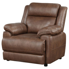 Sillón Ellington con brazos acolchados y tapizados, color marrón oscuro