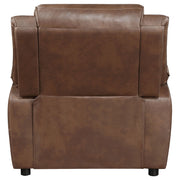 Sillón Ellington con brazos acolchados y tapizados, color marrón oscuro