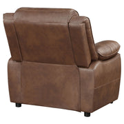 Sillón Ellington con brazos acolchados y tapizados, color marrón oscuro