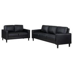 Conjunto de sofá tapizado Ruth con brazos articulados, color negro