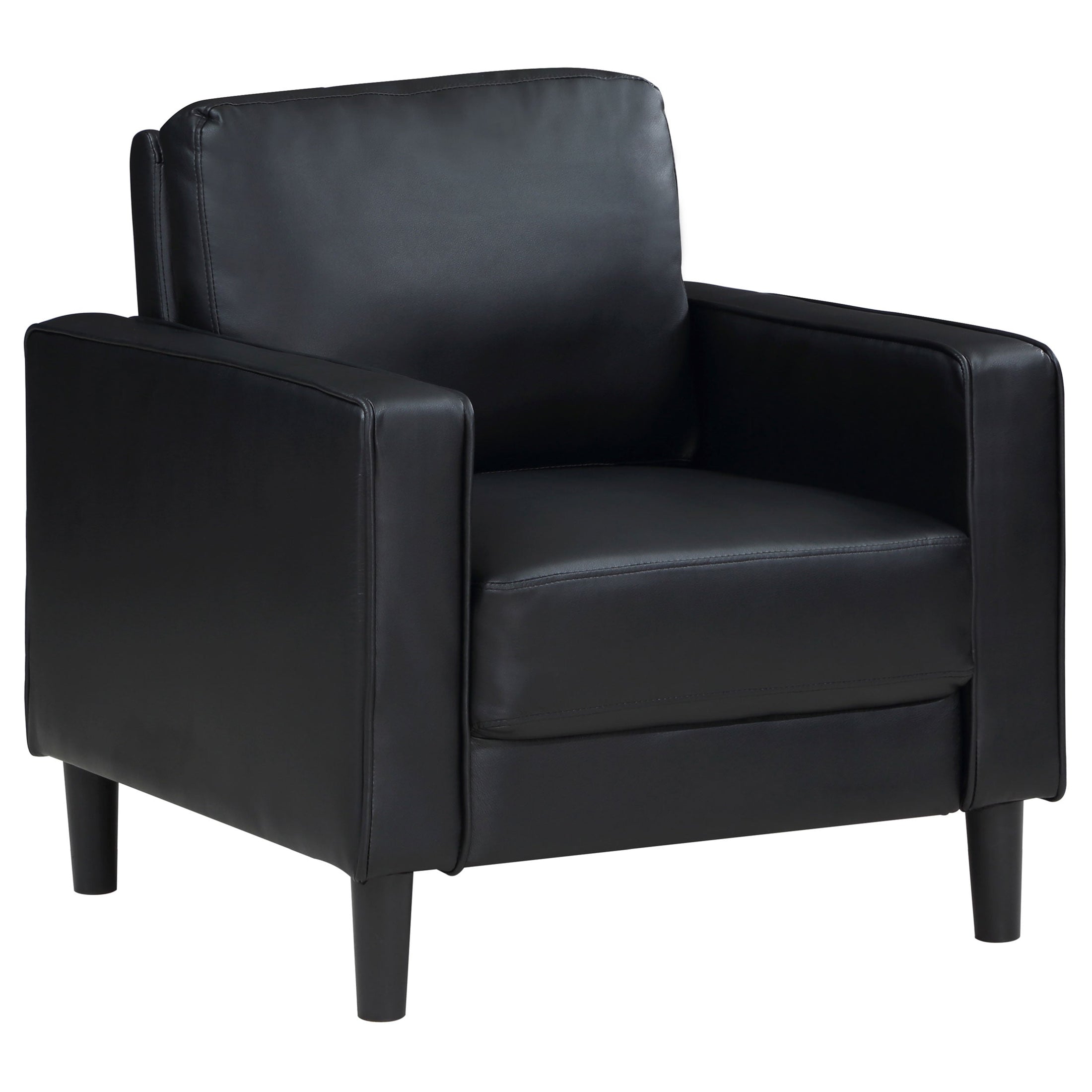 Sillón tapizado Ruth con brazos, color negro