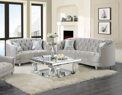 Avonlea Upholstered Sloped Arm Sofa Set Grey Fabric