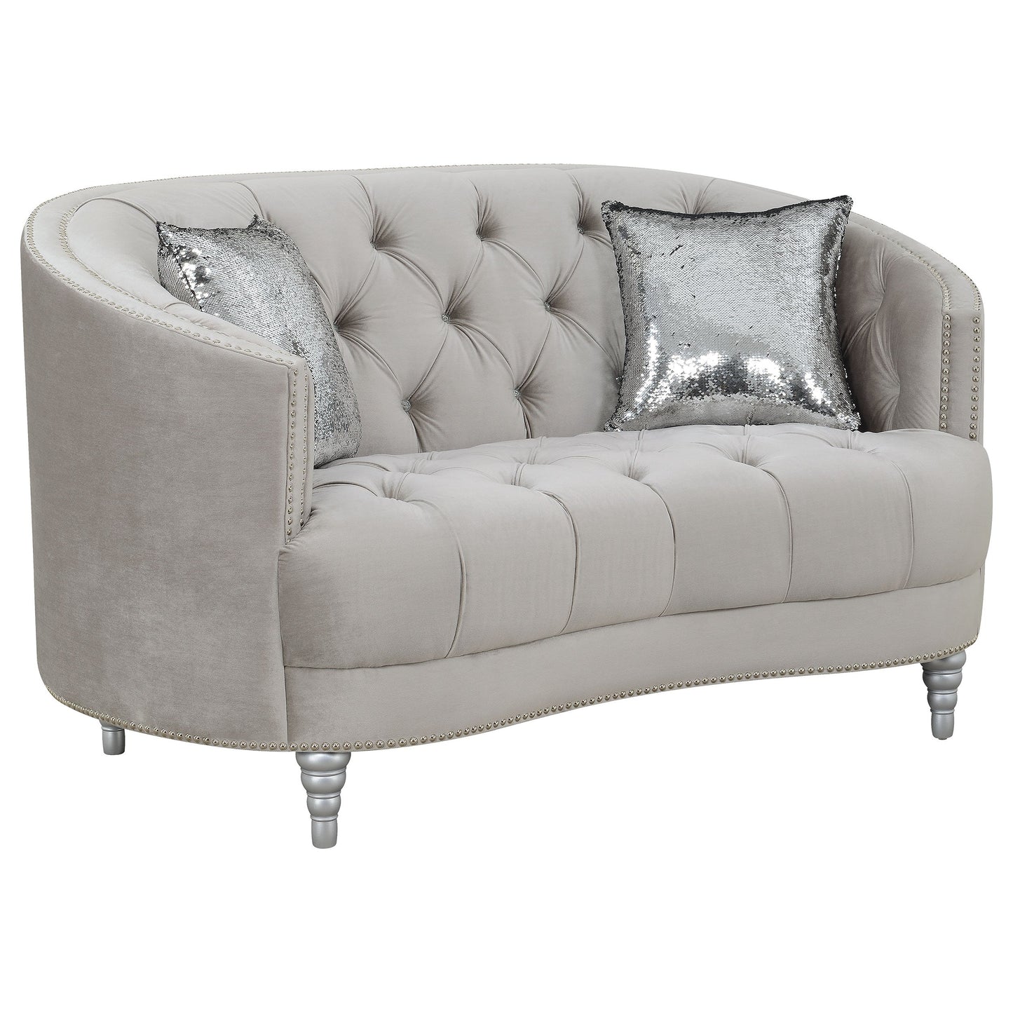 Avonlea Upholstered Sloped Arm Sofa Set Grey Fabric