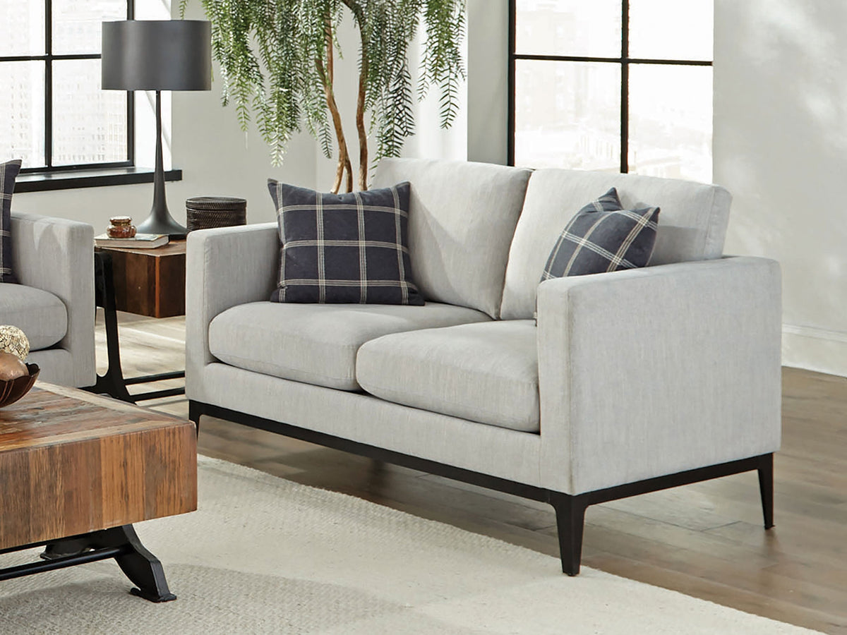 Loveseat tapizado con brazos articulados Apperson, gris claro