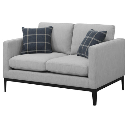 Loveseat tapizado con brazos articulados Apperson, gris claro