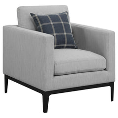 Sillón tapizado con brazos articulados Apperson, color gris claro