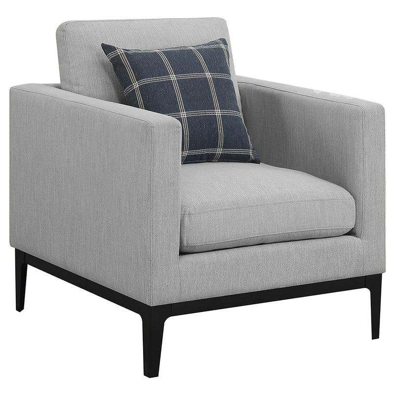 Sillón tapizado con brazos articulados Apperson, color gris claro