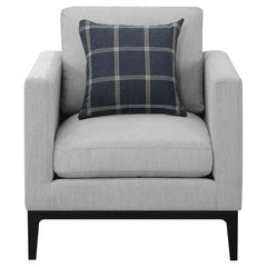 Sillón tapizado con brazos articulados Apperson, color gris claro