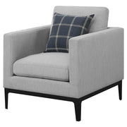 Sillón tapizado con brazos articulados Apperson, color gris claro