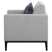Sillón tapizado con brazos articulados Apperson, color gris claro