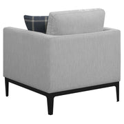 Sillón tapizado con brazos articulados Apperson, color gris claro