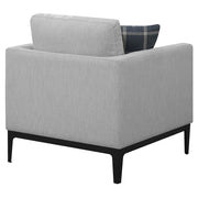Sillón tapizado con brazos articulados Apperson, color gris claro