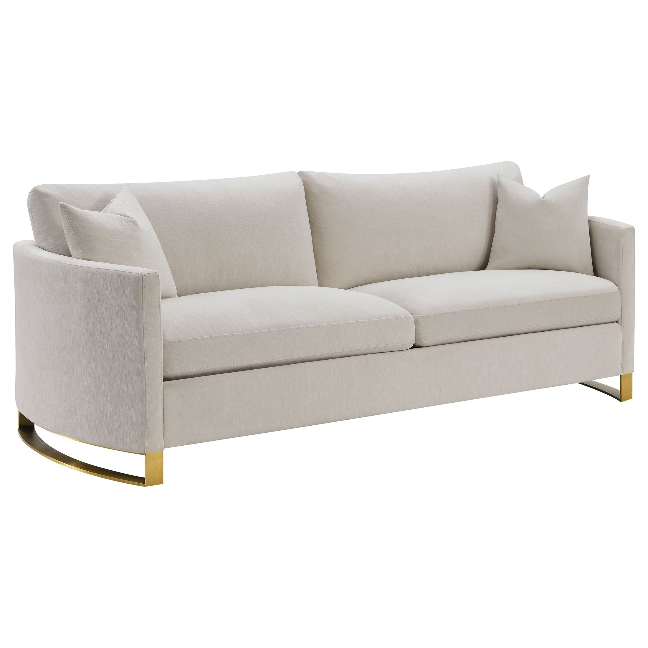 Sofá Corliss tapizado con brazos curvos en beige