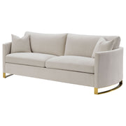 Sofá Corliss tapizado con brazos curvos en beige