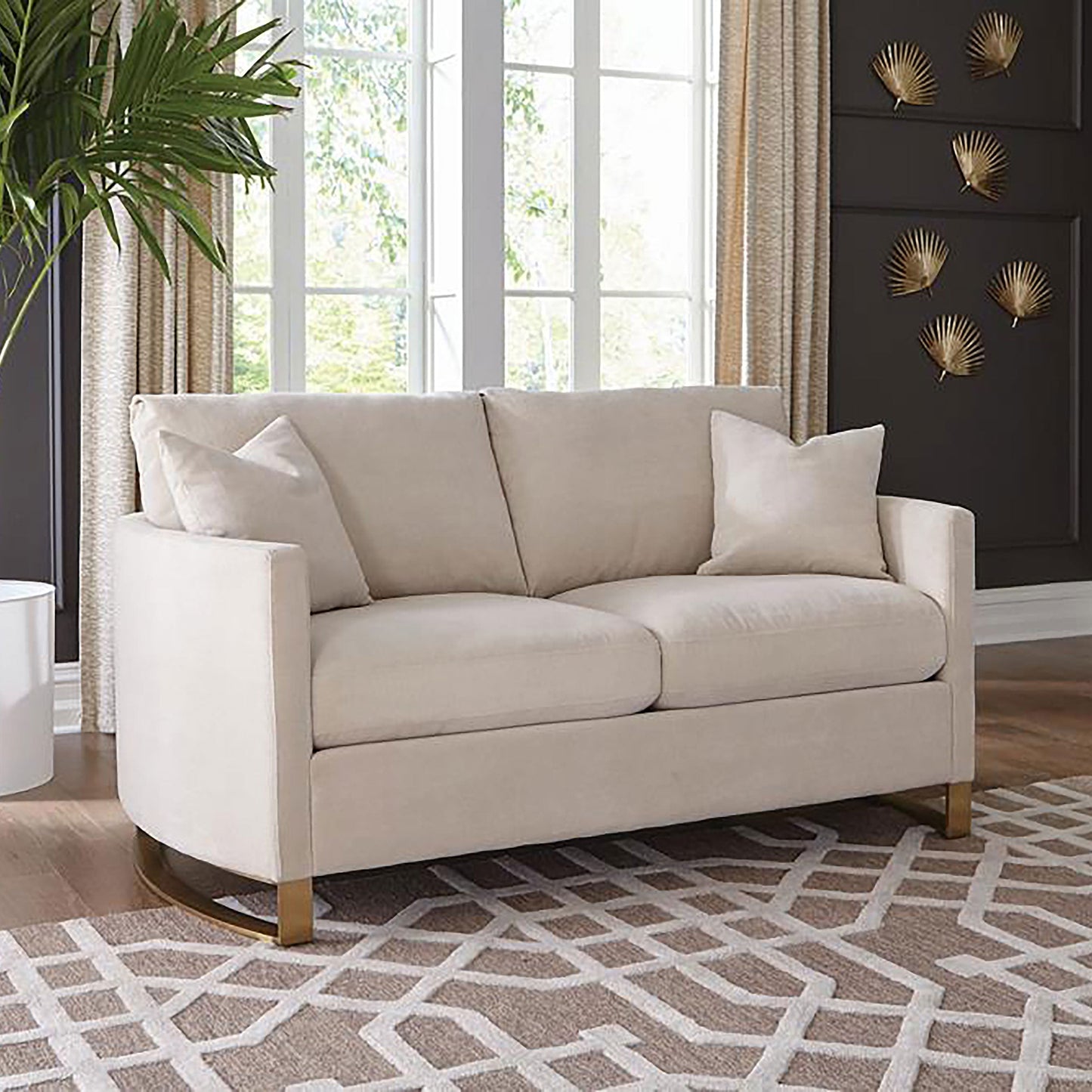 Loveseat con brazos curvos tapizado Corliss en beige