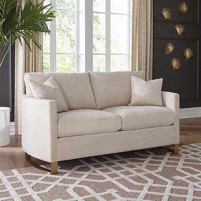 Loveseat con brazos curvos tapizado Corliss en beige