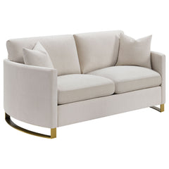Loveseat con brazos curvos tapizado Corliss en beige