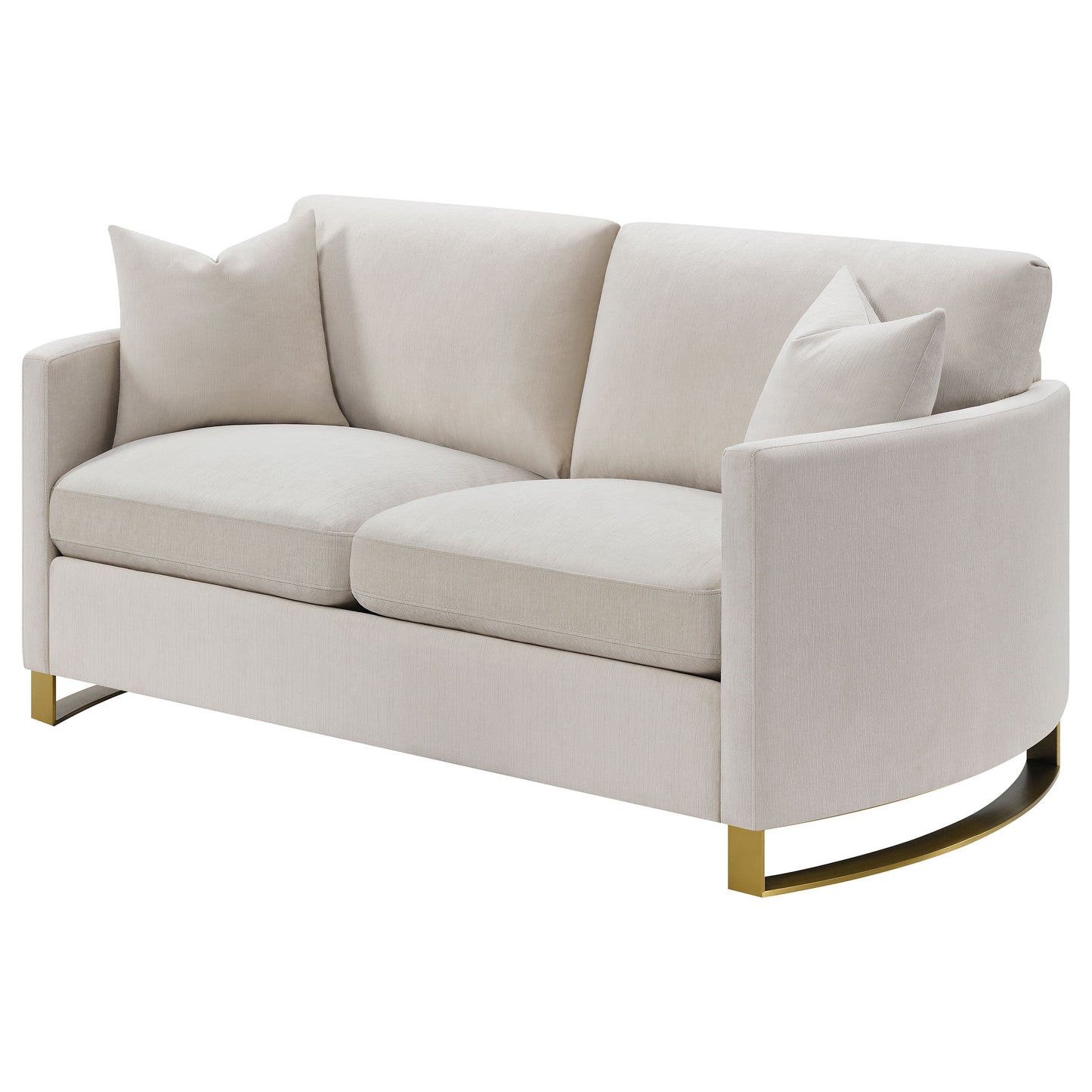 Loveseat con brazos curvos tapizado Corliss en beige