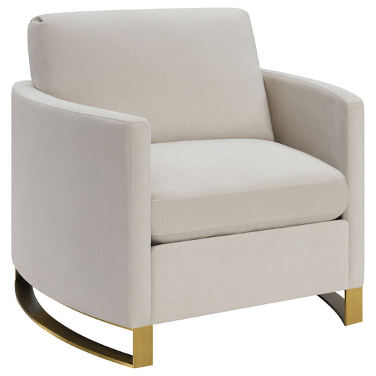 Sillón Corliss tapizado con brazos curvos en beige