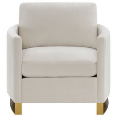 Sillón Corliss tapizado con brazos curvos en beige