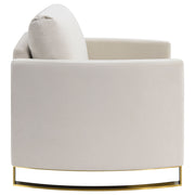 Sillón Corliss tapizado con brazos curvos en beige