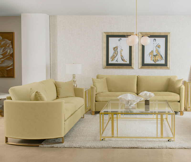 Corliss Velvet Upholstered Sofa Set Camel