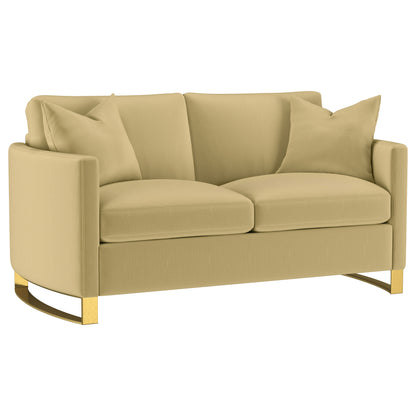 Corliss Velvet Upholstered Sofa Set Camel