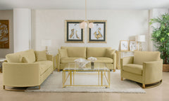 Corliss Velvet Upholstered Sofa Set Camel