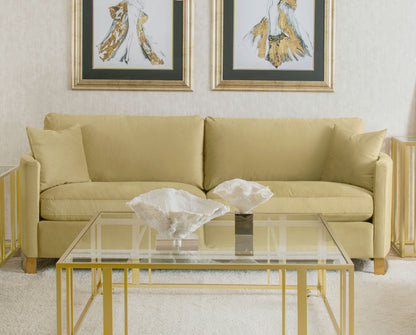 Corliss Upholstered Curved Track Arm Sofa Camel