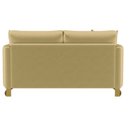 Corliss Upholstered Curved Track Arm Loveseat Camel