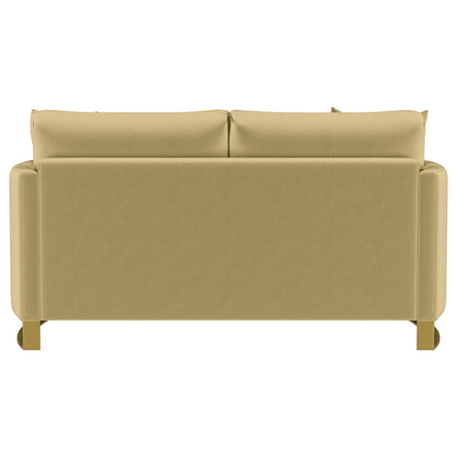 Corliss Upholstered Curved Track Arm Loveseat Camel