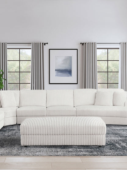 Otomana rectangular de almacenamiento tapizada Emberson color marfil