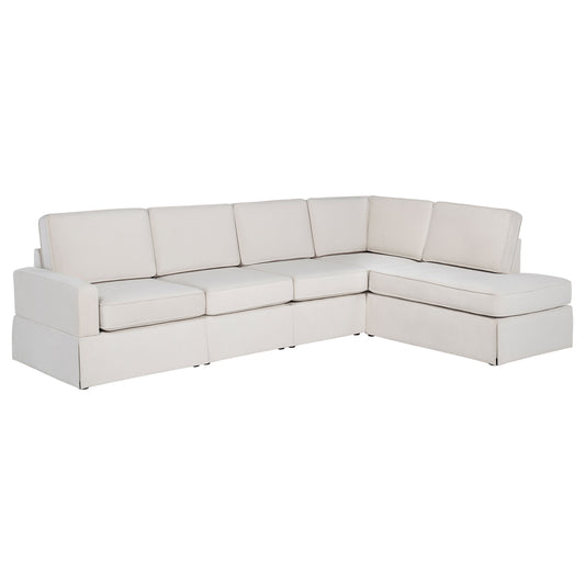 Delmar Velvet Upholstered Sectional Sofa Skirted Base Latte