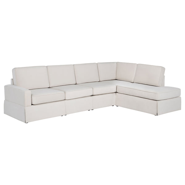 Delmar Velvet Upholstered Sectional Sofa Skirted Base Latte