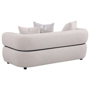 Jeanette Fabric Upholstered Round Arm Sofa Set Beige