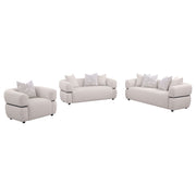 Jeanette Fabric Upholstered Round Arm Sofa Set Beige
